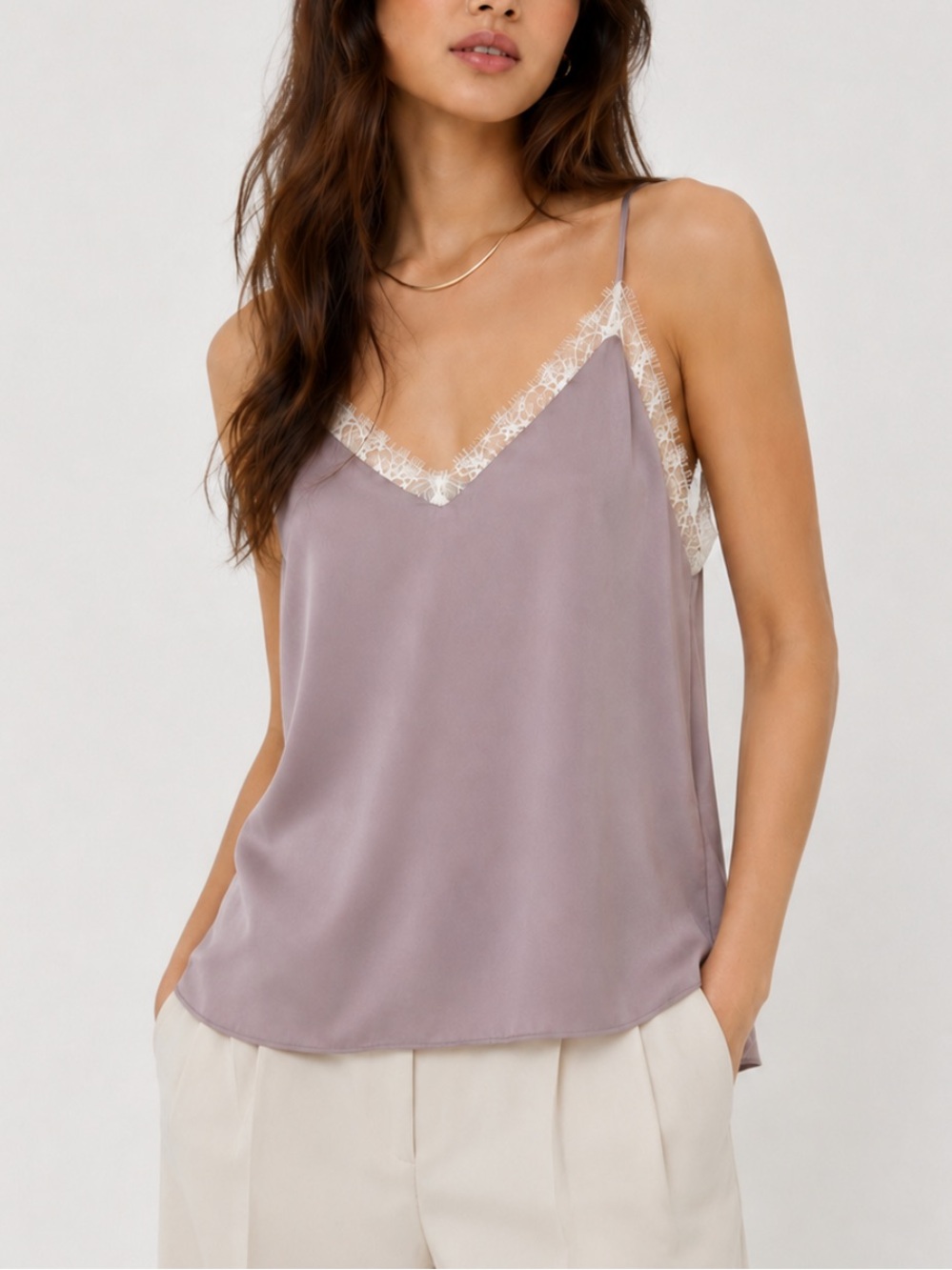 Aritzia Babaton Lace Trim Camisole Y2K Romantic Dusty Mauve Medium